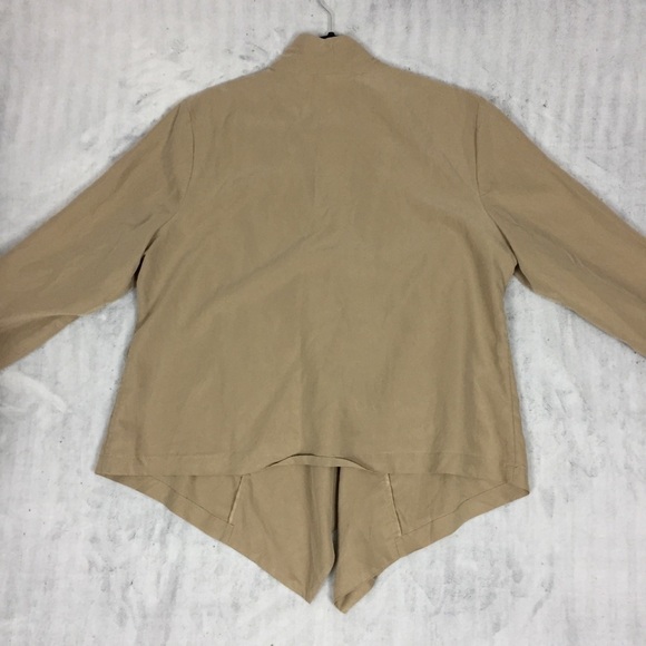 Chico's Modal Blend Waterfall Front Cardigan Sz 3 / XL Tan Long Sleeve Wrap Top - Picture 3 of 11